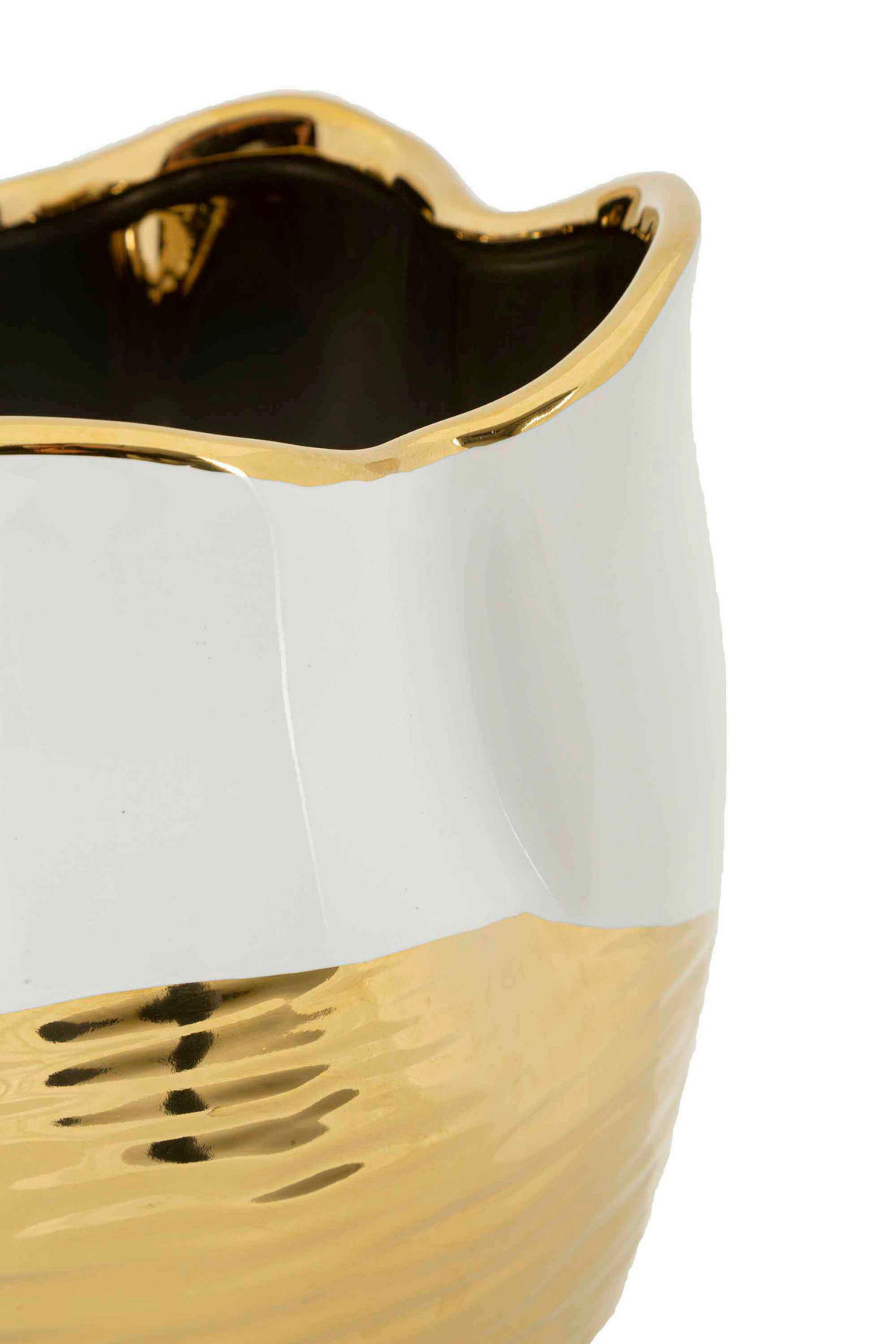 Vase Lux  - Goldfarben/Weiß, Basics, Keramik (20/25/20cm)