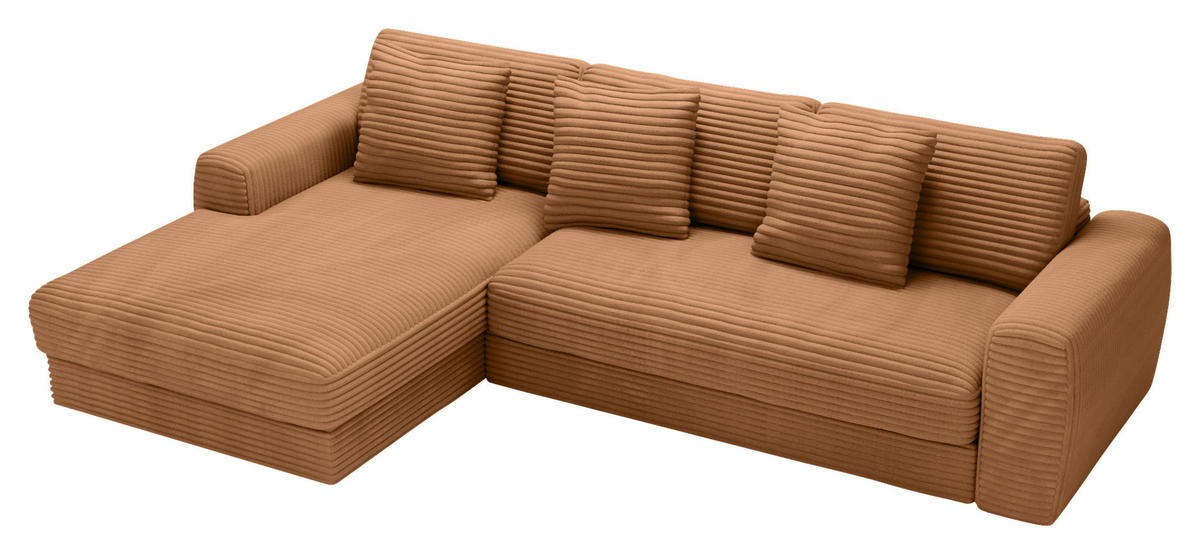 ECKSOFA in Cord Rostfarben  - Rostfarben/Schwarz, Modern, Kunststoff/Textil (182/302cm) - Carryhome