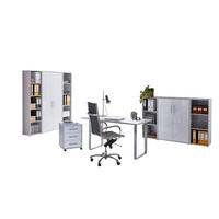 BÜRO erweiterbar, abschließbar Grau, Weiß Hochglanz - Weiß Hochglanz/Grau, MODERN, Holzwerkstoff/Metall - MID.YOU