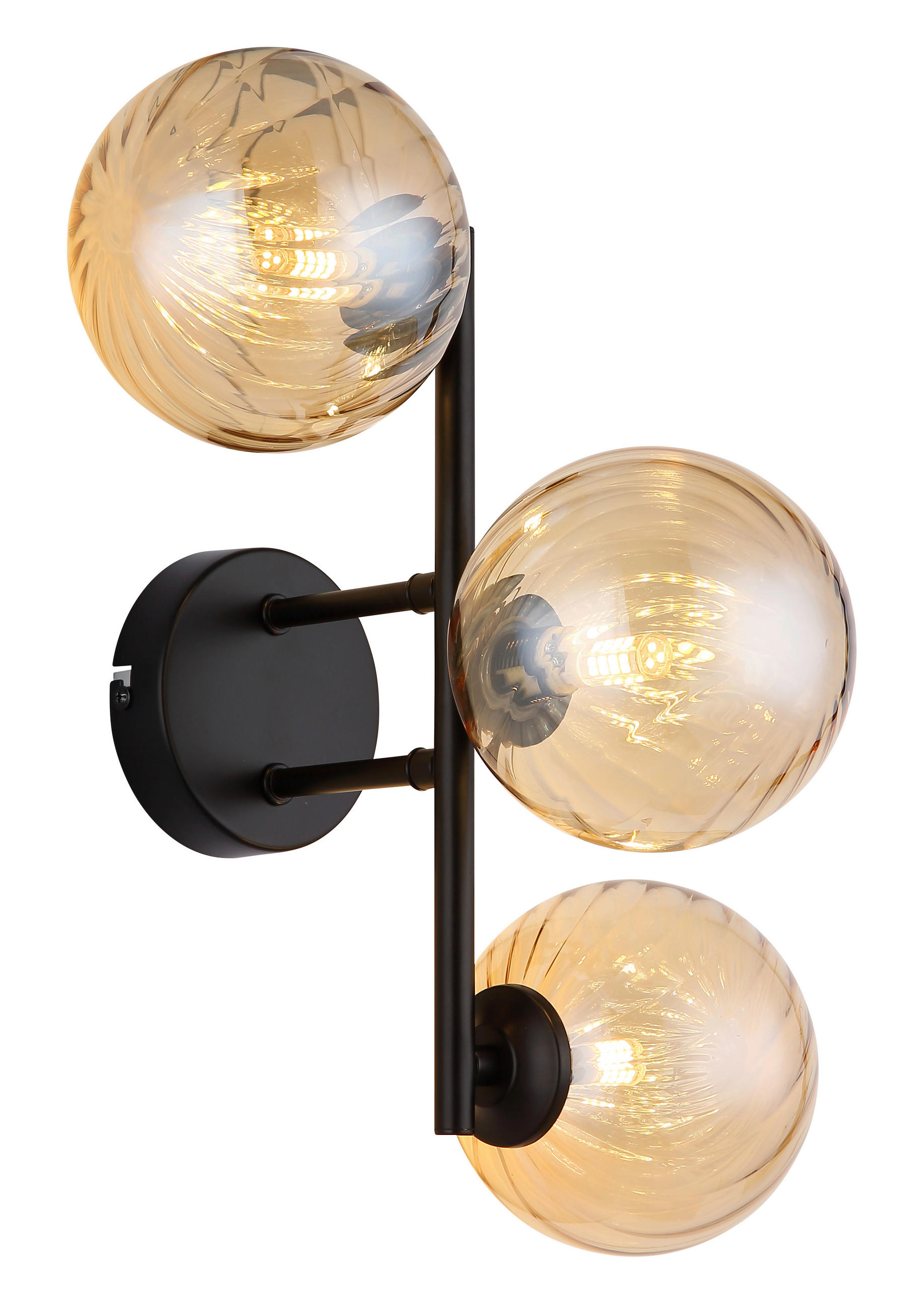 WANDLEUCHTE Conor 36/28/25 cm   - Schwarzchrom/Orange, Design, Glas/Metall (36/28/25cm) - Globo