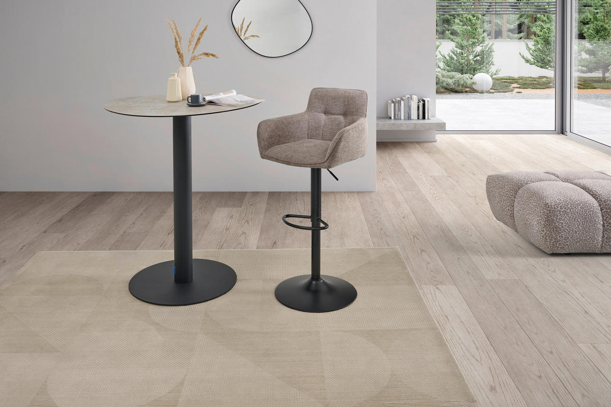 BARHOCKER Metall, Textil Schwarz, Hellbraun  - Hellbraun/Schwarz, Modern, Textil/Metall (55/91.5-113/52cm) - Livetastic