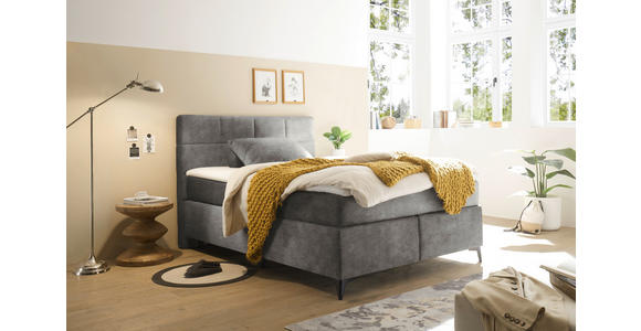 BOXSPRINGBETT 140/200 cm  in Grau, Orange  - Schwarz/Orange, Design, Holzwerkstoff/Kunststoff (140/200cm) - Xora