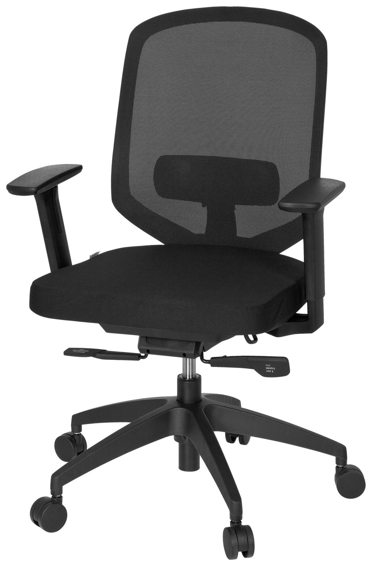 OTOČNÁ ŽIDLE, síťovina, plochá tkanina, černá - černá, Moderní, textil/plast (56/105/47cm) - MID.YOU