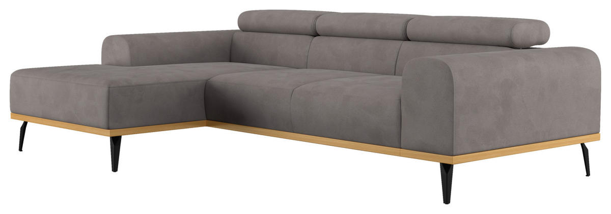 ECKSOFA Mikrofaser Grau  - Schwarz/Grau, Konventionell, Textil/Metall (157/244cm) - Cotta
