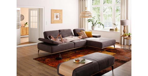 WOHNLANDSCHAFT in Textil Braun - Beige/Bronzefarben, Natur, Textil/Metall (298/178cm) - Valnatura