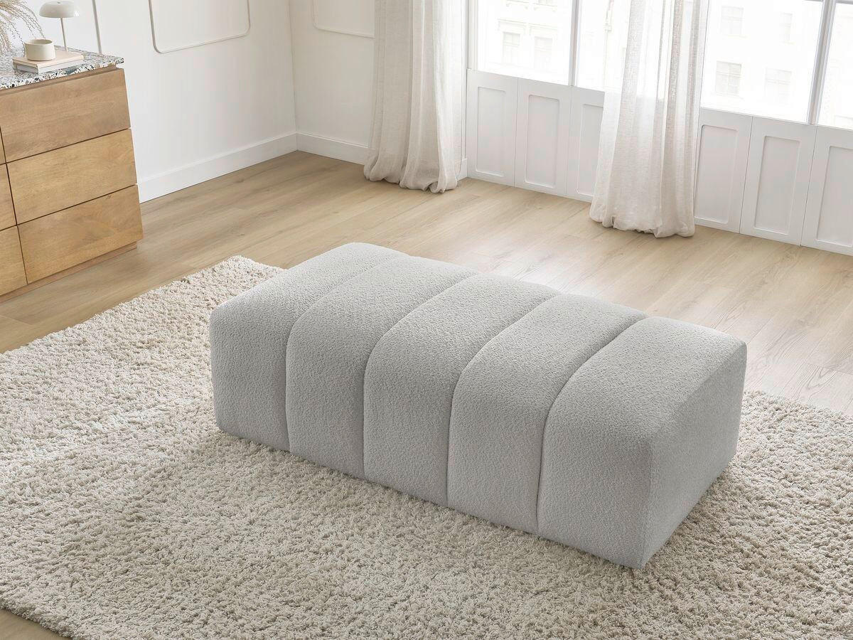 HOCKER ANNECY Bouclé Hellgrau  - Hellgrau/Schwarz, MODERN, Kunststoff/Textil (146/45/68cm)