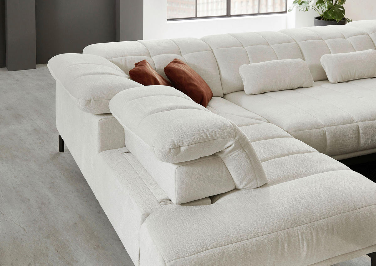SAROKGARNITÚRA textil natúr  - natúr/fekete, Design, textil/fém (212/383/195cm) - Beldomo Style