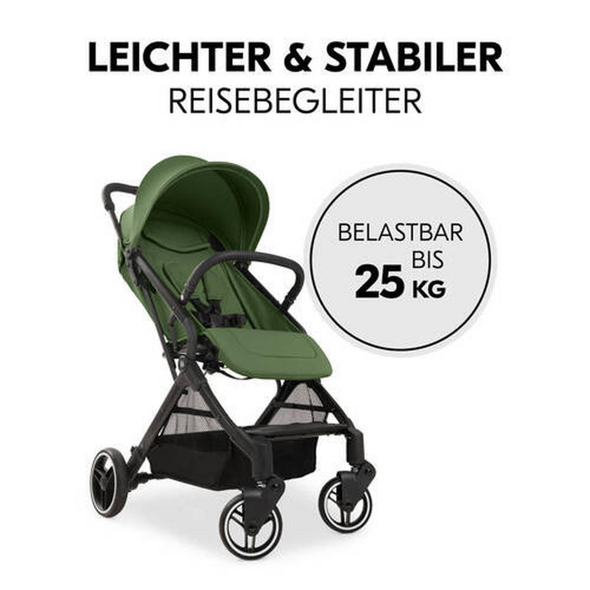 BUGGY TRAVEL N CARE PLUS  - Schwarz/Grün, Basics, Textil/Metall (81/51,5/105cm) - Hauck