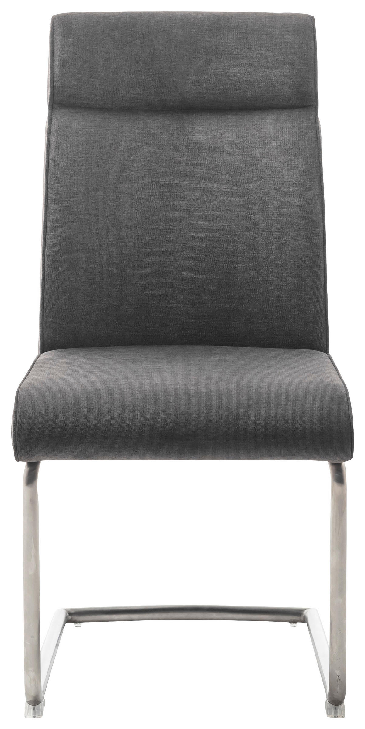 SZÁNKÓTALPAS SZÉK fém, textil antracit, nemesacél  - nemesacél/antracit, Design, textil/fém (49/99/63cm) - Novel