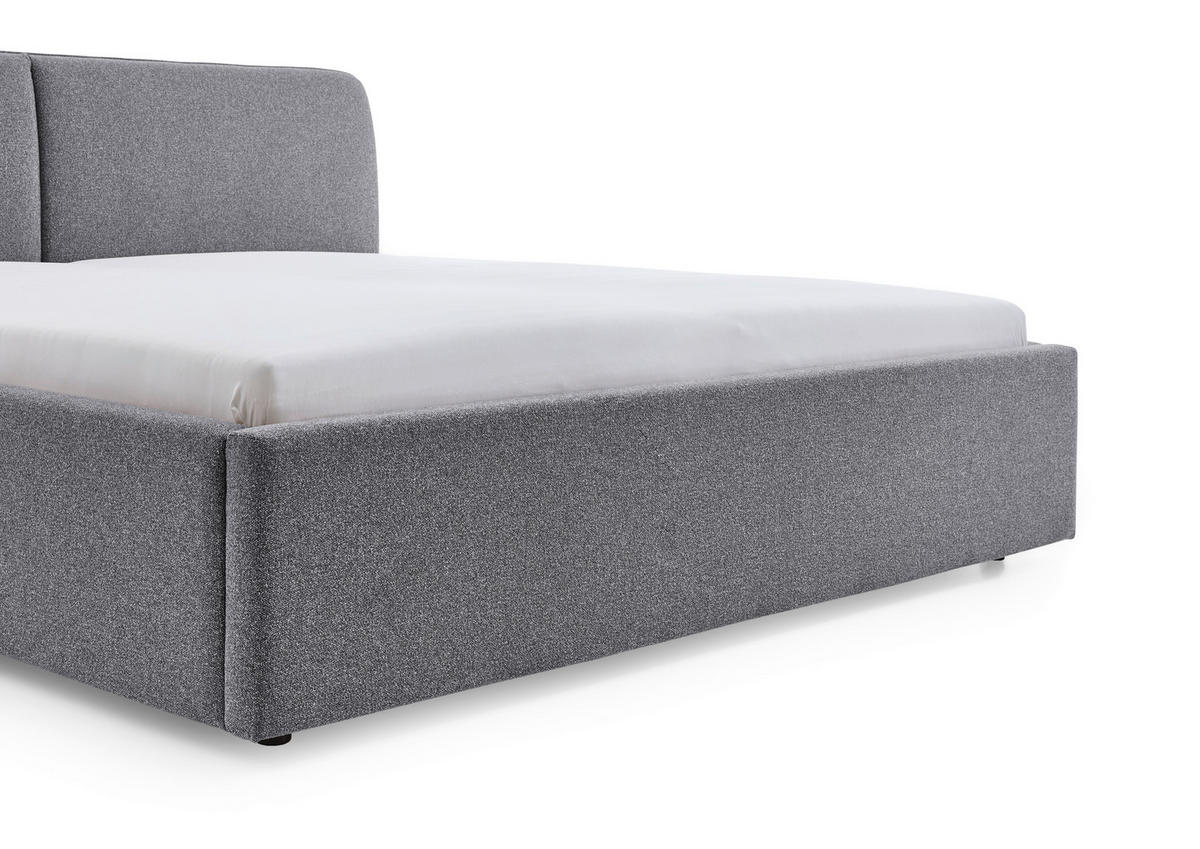 POLSTERBETT 180/200 cm,  in Grau,  - Schwarz/Grau, Design, Holz/Textil (180/200cm) - Stylife