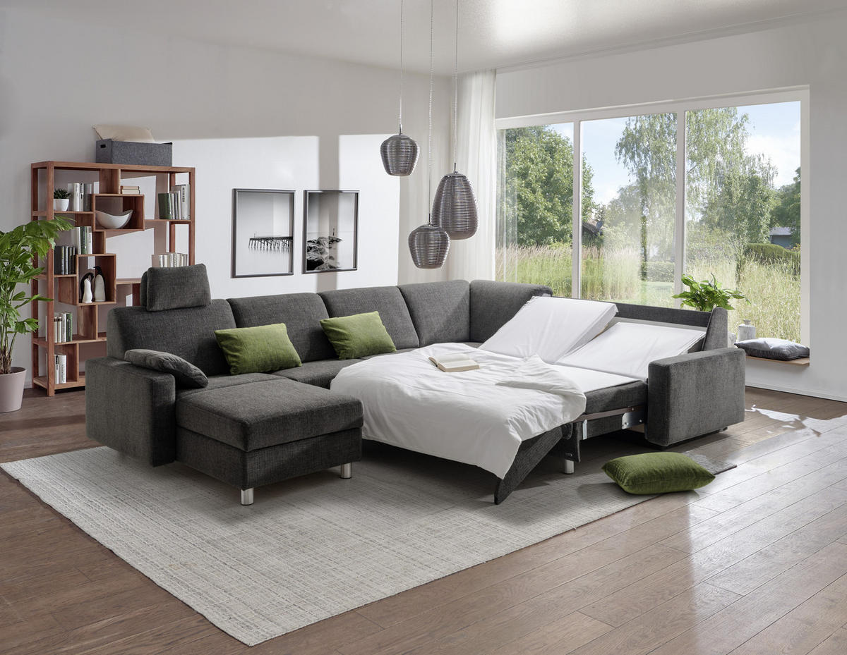 WOHNLANDSCHAFT in Chenille Anthrazit  - Anthrazit/Alufarben, KONVENTIONELL, Textil (158/323/237cm) - Sedda