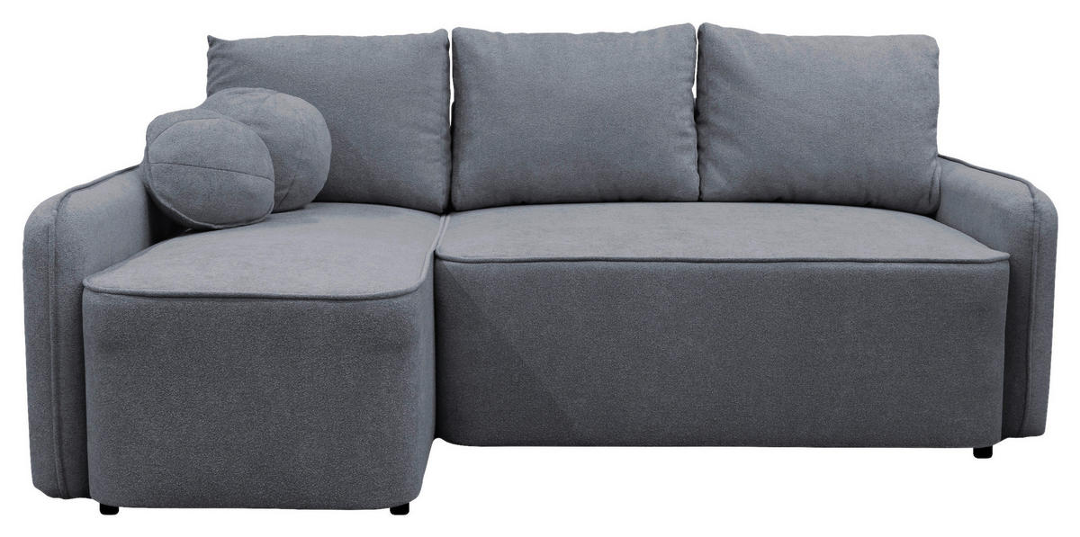ECKSOFA in Struktur, Bouclé Grau  - Schwarz/Grau, Design, Kunststoff/Textil (143/209cm) - MID.YOU