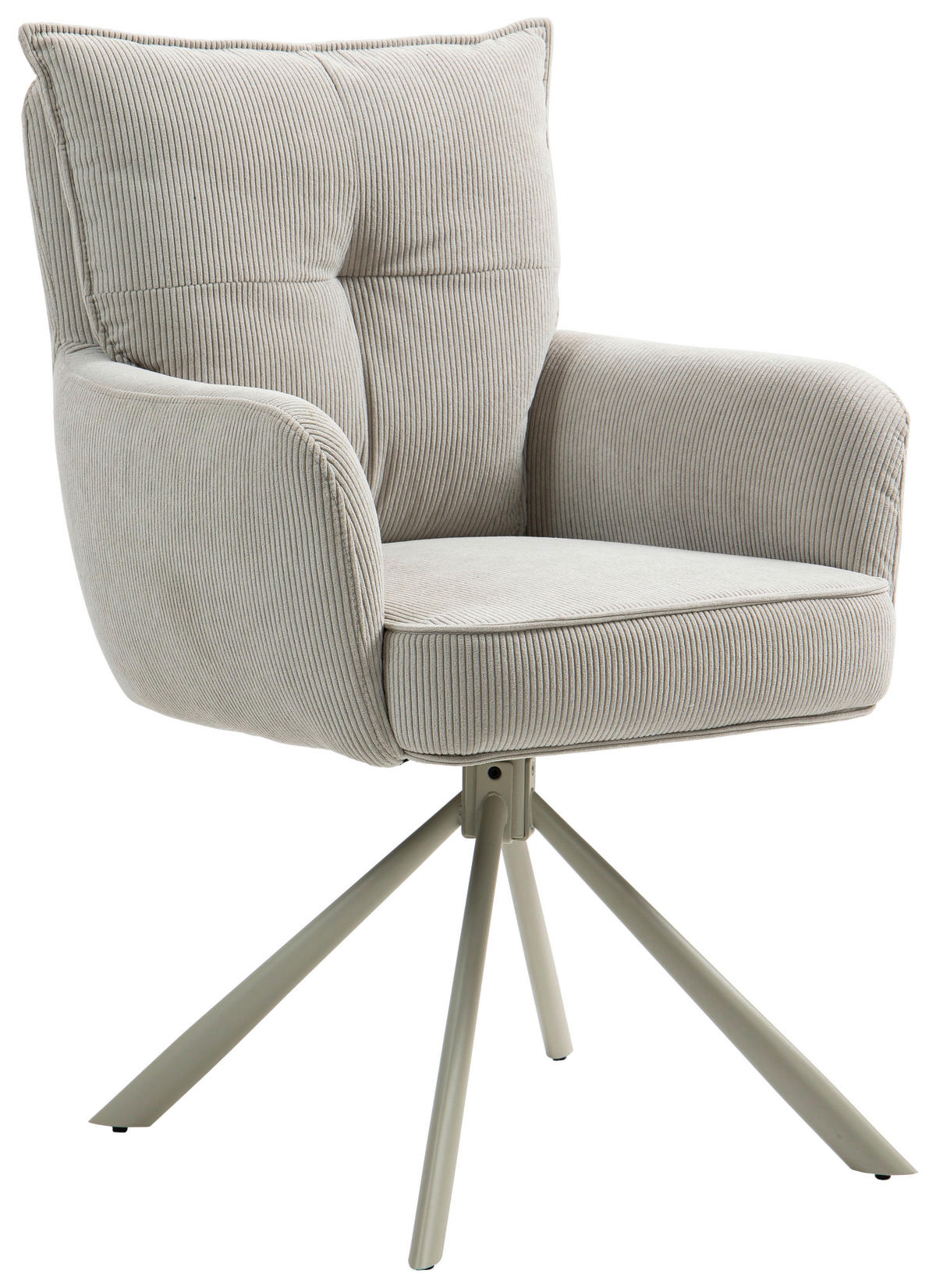 ARMLEHNSTUHL  Sitzfläche 180° drehbar, automatische Rückholfunktion Feincord  - Beige, Design, Textil/Metall (61/95/67cm) - Novel