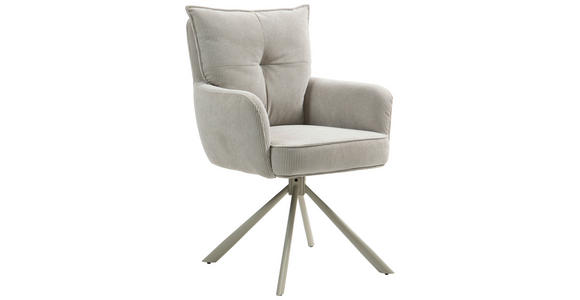 ARMLEHNSTUHL  Sitzfläche 180° drehbar, automatische Rückholfunktion Feincord  - Beige, Design, Textil/Metall (61/95/67cm) - Novel