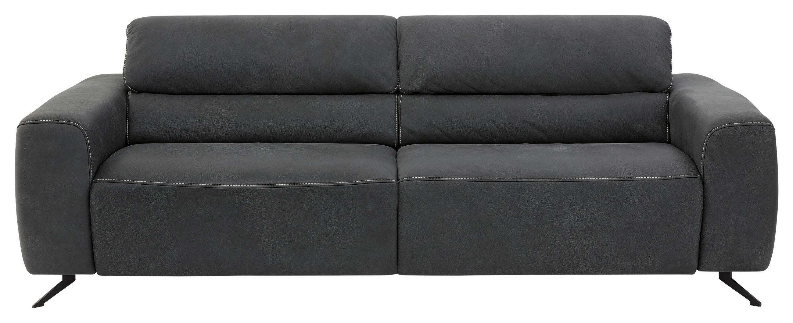 3-SITZER-SOFA Echtleder Graphitfarben  - Beige/Schwarz, Design, Leder/Metall (232/82/96cm) - Musterring