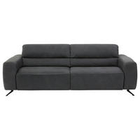 3-SITZER-SOFA Echtleder Graphitfarben  - Beige/Schwarz, Design, Leder/Metall (232/82/96cm) - Musterring