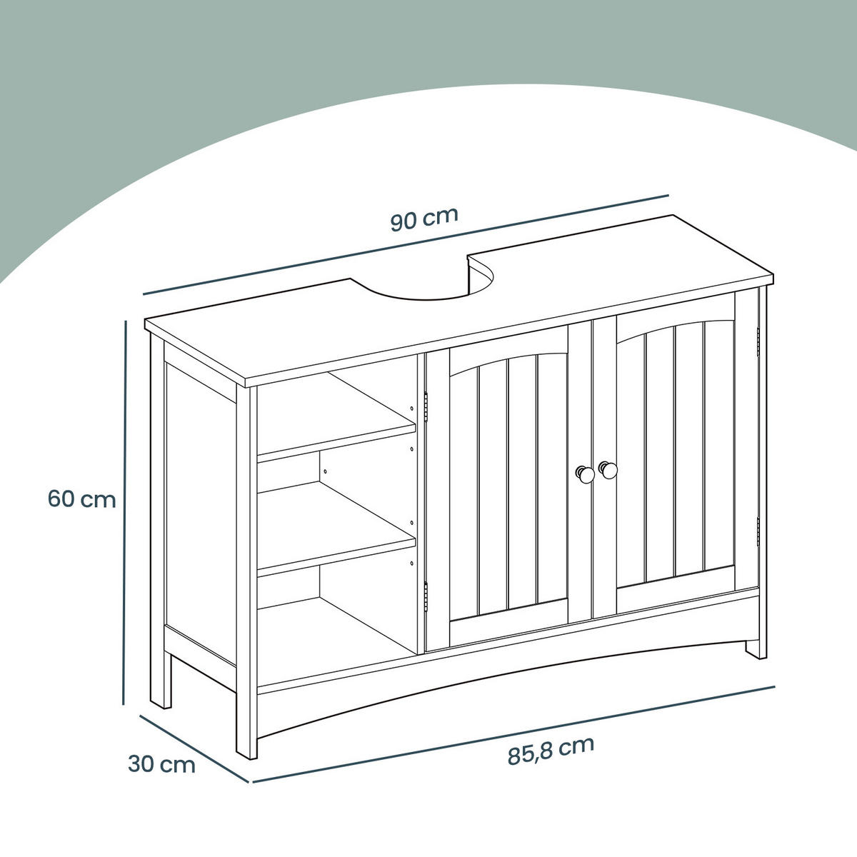 WASCHBECKENUNTERSCHRANK 90/60/30 cm  - Chromfarben/Grau, MODERN, Holzwerkstoff/Metall (90/60/30cm) - MID.YOU