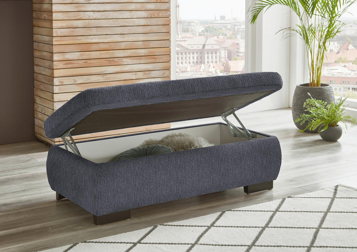 ECKSOFA in Flachgewebe Anthrazit  - Anthrazit/Schwarz, Design, Textil/Metall (174/297cm) - Beldomo Style