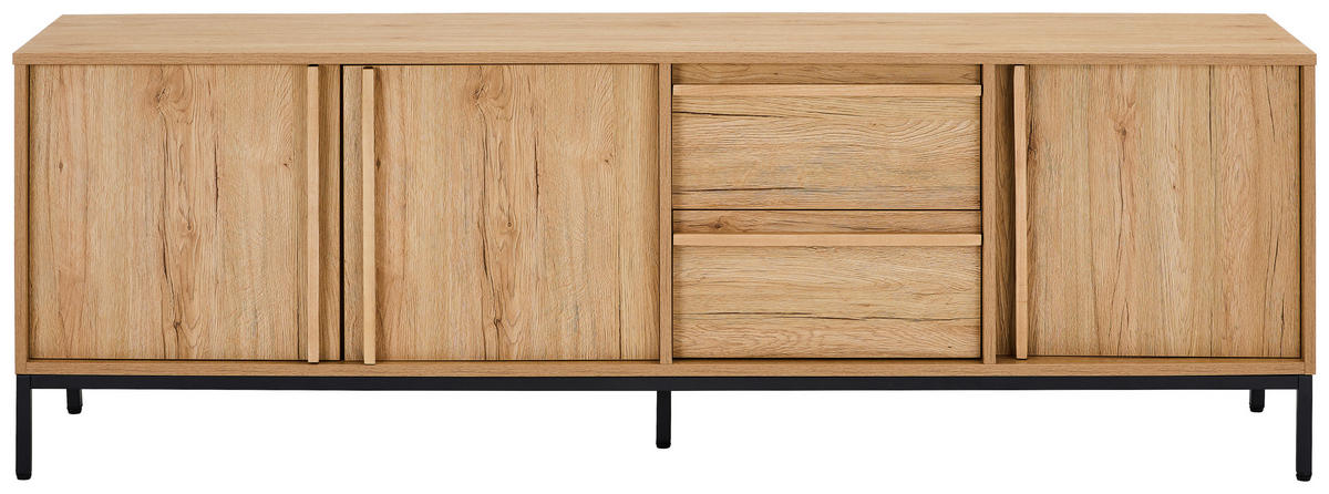 LOWBOARD WABI  180/60,5/40 cm  - Eichefarben/Schwarz, Design, Holz/Holzwerkstoff (180/60,5/40cm) - Milino