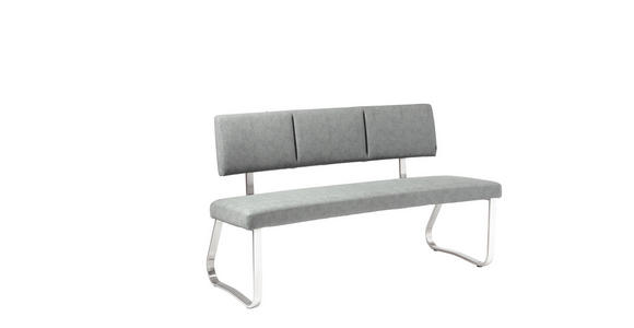 SITZBANK 155/88/48 cm in Grau, Edelstahlfarben - Edelstahlfarben/Grau, Design, Textil/Metall (155/88/48cm) - Xora