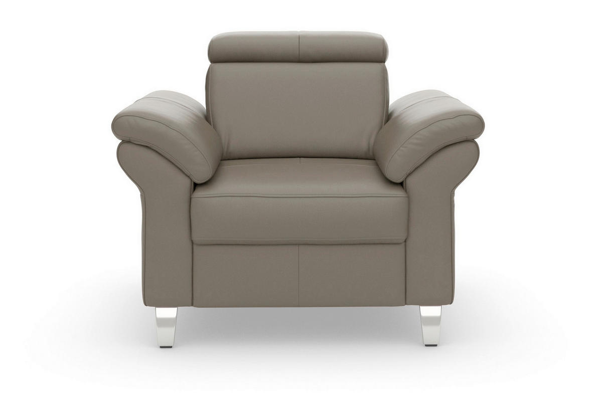 SESSEL in Echtleder Grau  - Chromfarben/Grau, Basics, Leder/Metall (101/84/93cm) - Sit & More