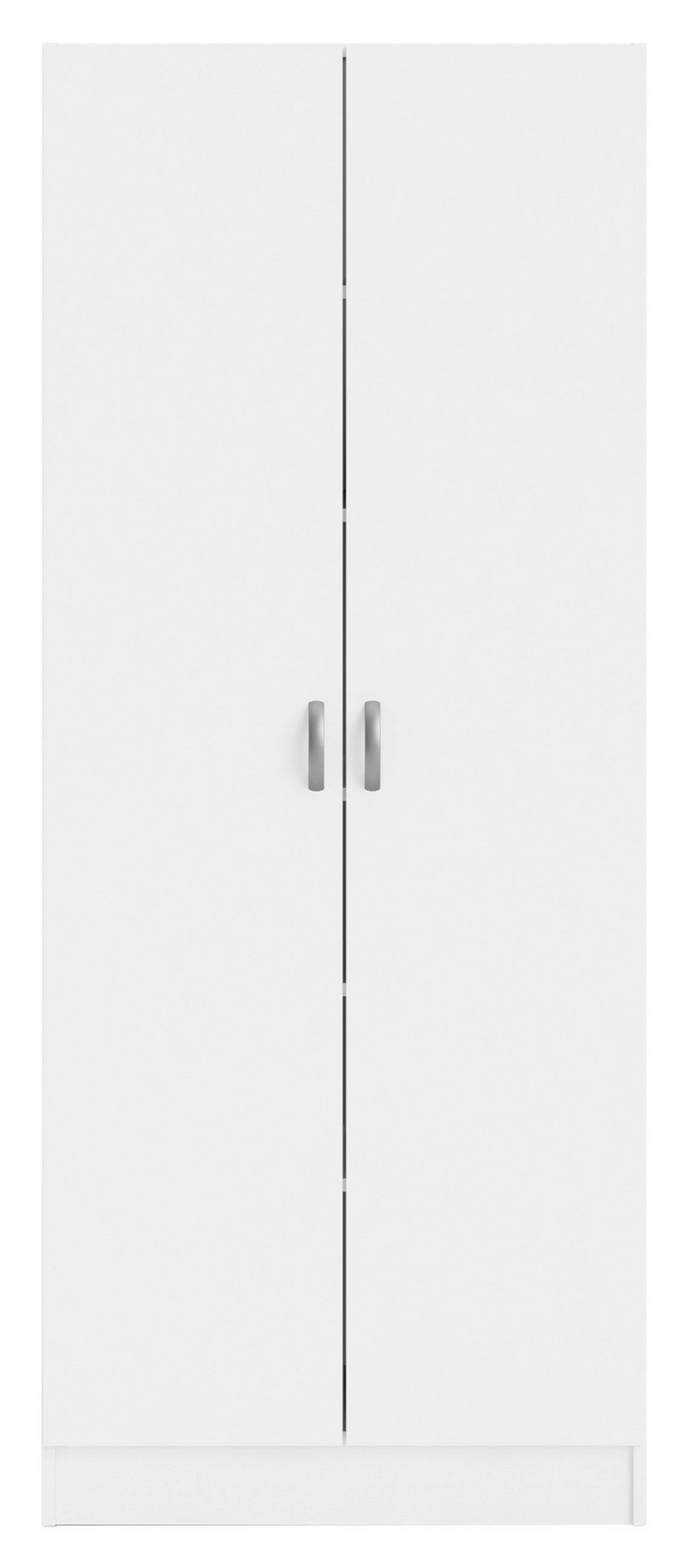 DREHTÜRENSCHRANK 69,2/170,4/34,6 cm 2-türig Weiß  - Silberfarben/Weiß, Basics, Holzwerkstoff/Metall (69,2/170,4/34,6cm) - MID.YOU