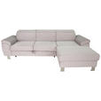 ECKSOFA inkl. Funktionen Hellgrau Cord Bettkasten, Schlaffunktion, Rücken echt, Kopfteilverstellung  - Silberfarben/Hellgrau, Design, Textil/Metall (250/167cm) - Xora