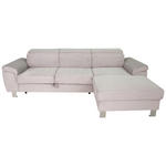 ECKSOFA inkl. Funktionen Hellgrau Cord Bettkasten, Schlaffunktion, Rücken echt, Kopfteilverstellung  - Silberfarben/Hellgrau, Design, Textil/Metall (250/167cm) - Xora