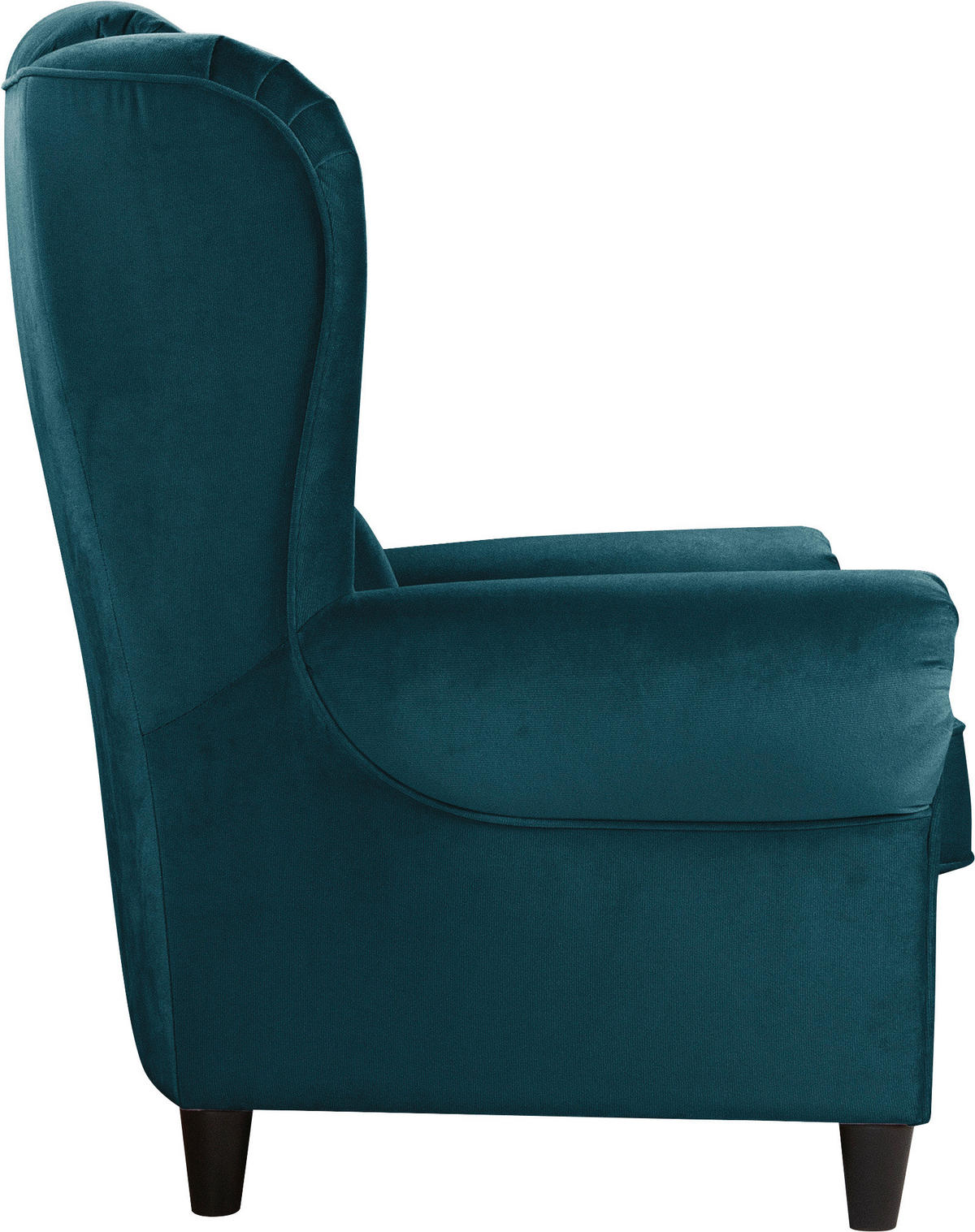 OHRENSESSEL in Plüsch Petrol  - Petrol/Schwarz, Design, Holz/Textil (94/112/92cm) - MID.YOU