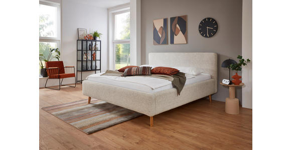 POLSTERBETT 160/200 cm  in Beige  - Eichefarben/Beige, Design, Holz/Textil (160/200cm) - Xora