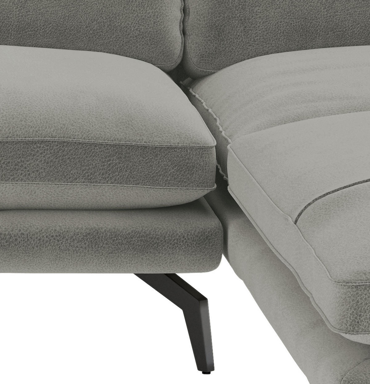 ECKSOFA in Flachgewebe Grau  - Champagner/Schwarz, Design, Textil/Metall (250/202cm) - Livetastic