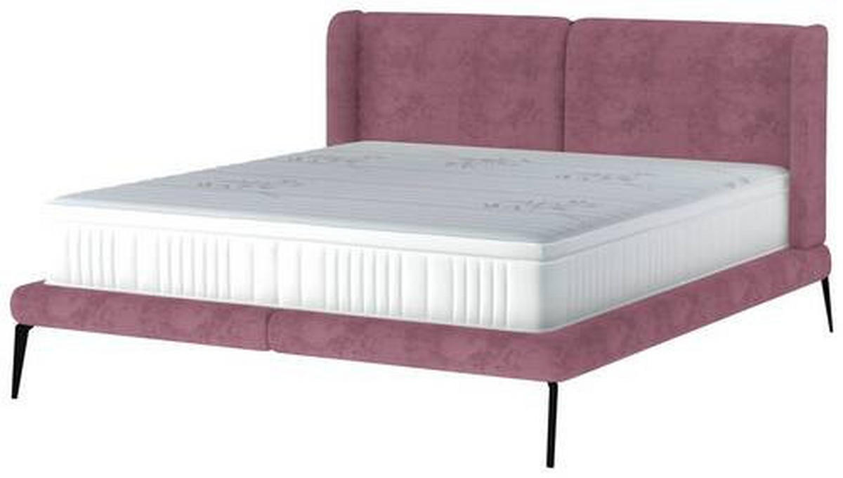 KÁRPITOZOTT ÁGY 180/200 cm  fáradtrózsaszín  - fekete/fáradtrózsaszín, Modern, textil/fém (180/200cm) - Livetastic