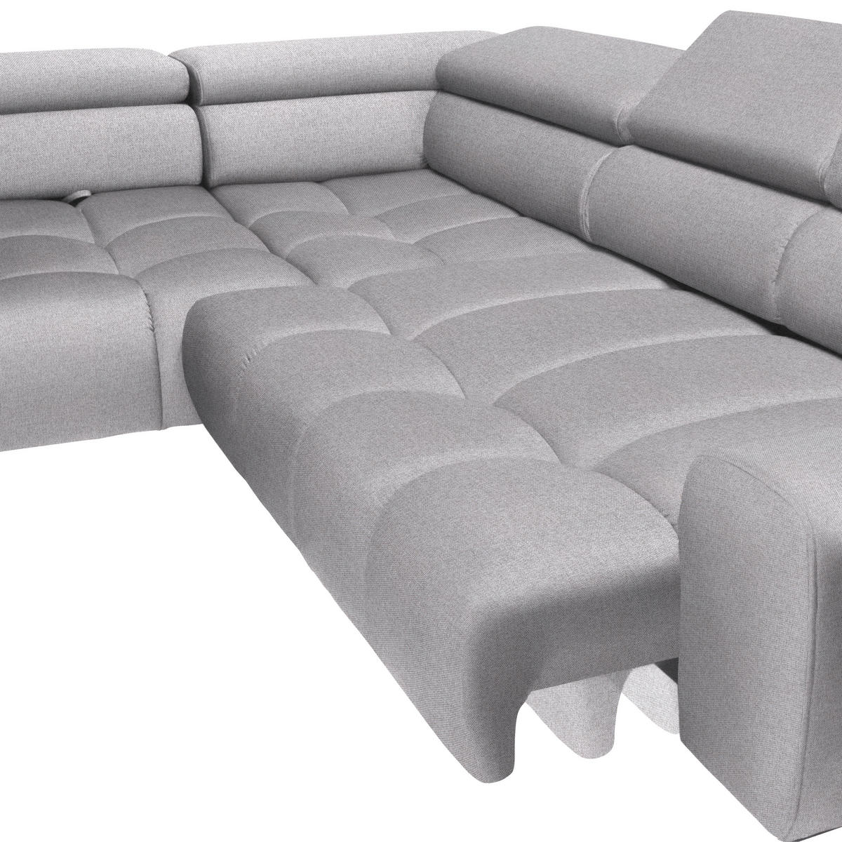 ECKSOFA in Webstoff Hellgrau  - Hellgrau/Schwarz, Design, Textil/Metall (216/300cm) - Welnova