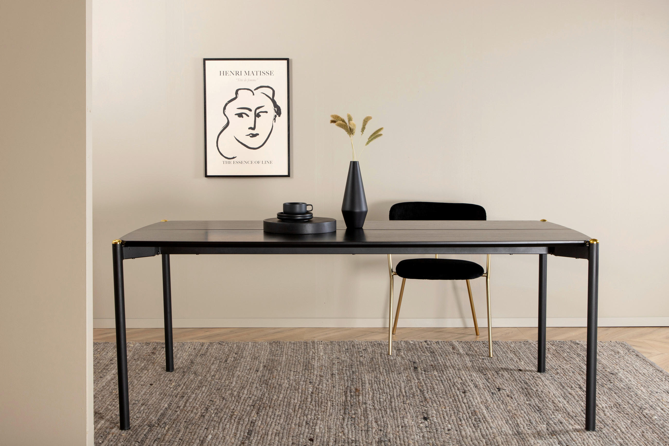 MATBORD i metall, trämaterial 190/90/75 cm   - svart, Design, metall/trämaterial (190/90/75cm) - Livetastic