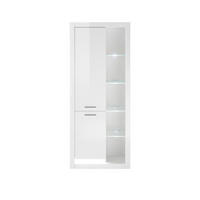VITRINE in Weiß, Weiß Hochglanz  - Edelstahlfarben/Weiß Hochglanz, Design, Glas/Holzwerkstoff (80/195/37cm) - MID.YOU