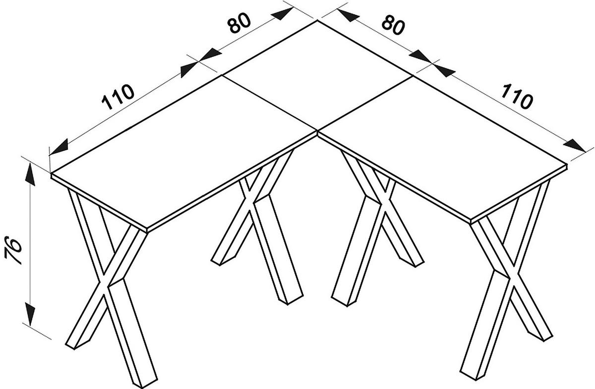 ECKSCHREIBTISCH 190/80/76 cm  in Silberfarben, Weiss  - Weiss/Silberfarben, Modern, Holzwerkstoff/Metall (190/80/76cm) - MID.YOU