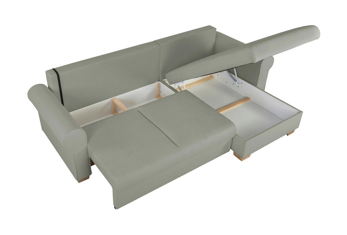 ECKSOFA in Grau  - Buchefarben/Grau, Design, Holz/Textil (266/161cm) - MID.YOU