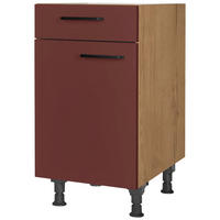 SCHUBKASTENUNTERSCHRANK 45/87/56 cm  in Rot, Eichefarben  - Eichefarben/Rot, MODERN, Holzwerkstoff/Metall (45/87/56cm) - Nobilia