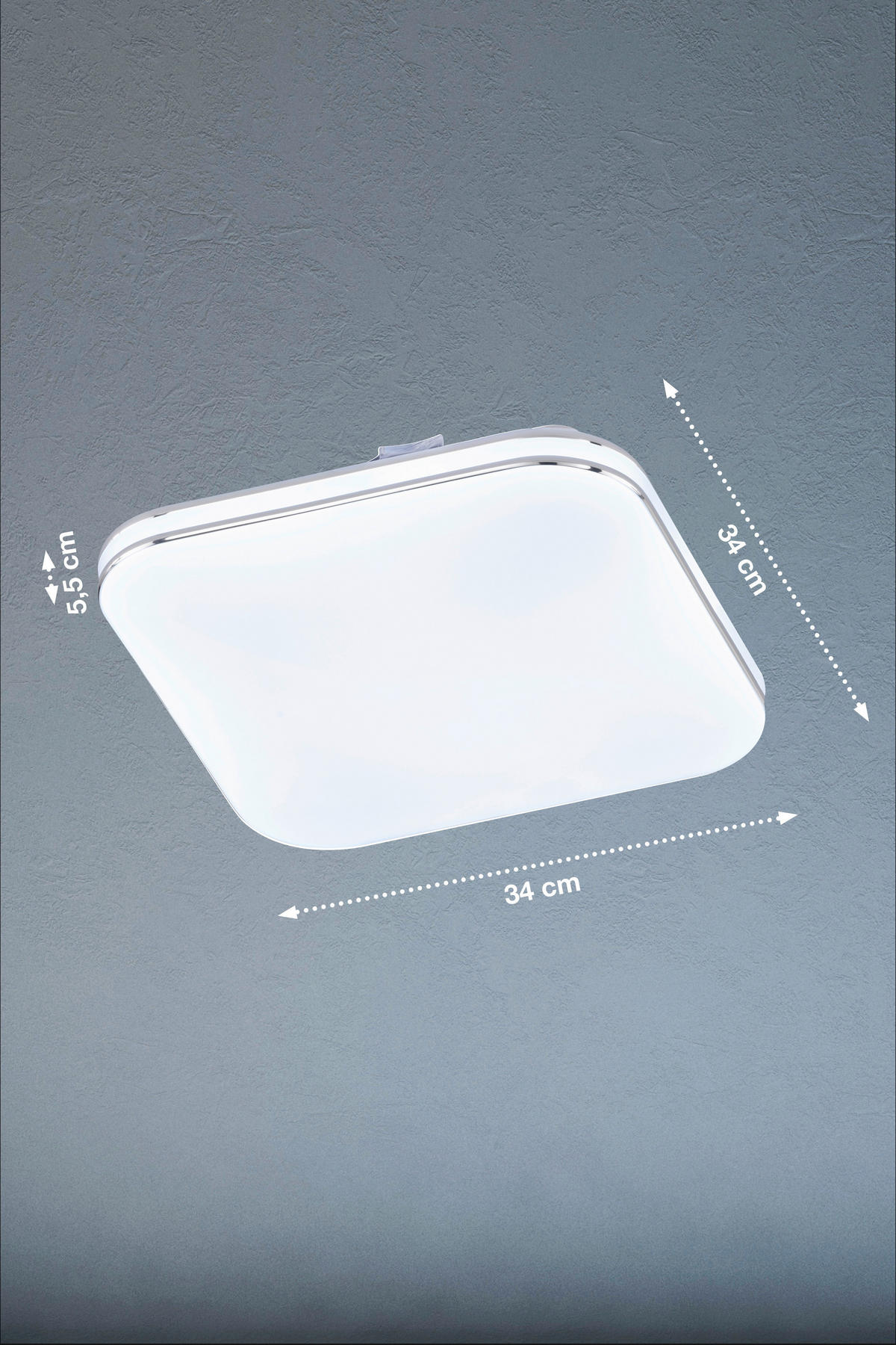 LED-DECKENLEUCHTE Porto   - Chromfarben/Weiß Hochglanz, KONVENTIONELL, Glas (34/34cm) - Fischer & Honsel