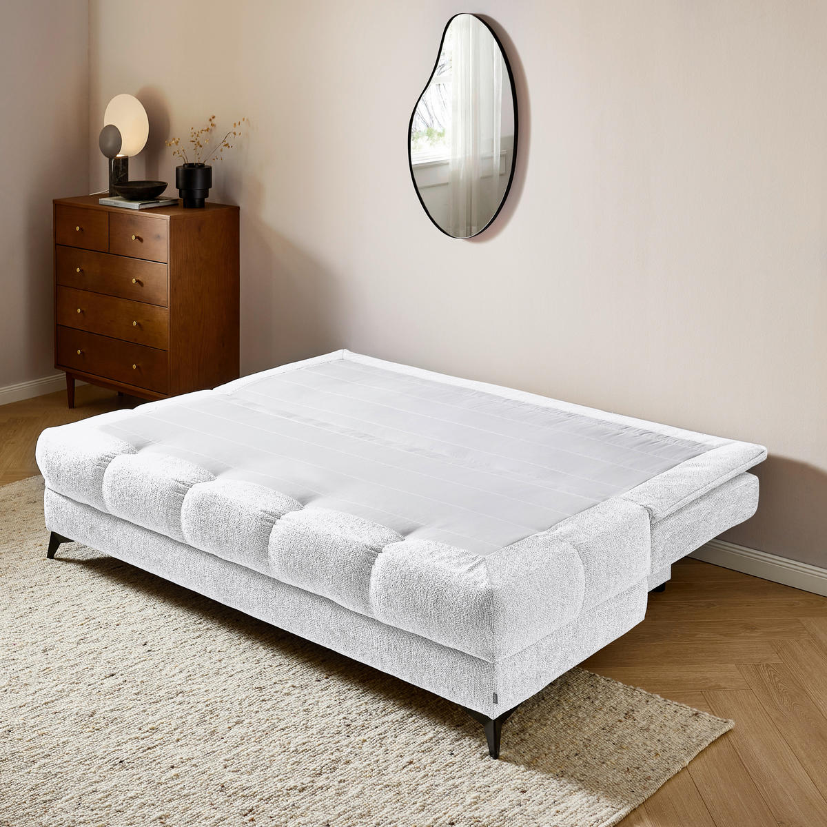 SCHLAFSOFA in Flachgewebe Weiß  - Schwarz/Weiß, Design, Textil/Metall (197/95/92cm) - Stylife