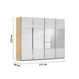 SCHWEBETÜRENSCHRANK 271/223/68 cm 4-türig Weiß, Eiche Artisan  - Chromfarben/Weiß, Design, Glas/Holzwerkstoff (271/223/68cm) - Novel