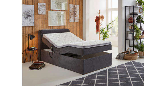 BOXSPRINGBETT 120/200 cm  in Grau  - Schwarz/Grau, KONVENTIONELL, Kunststoff/Textil (120/200cm) - Carryhome