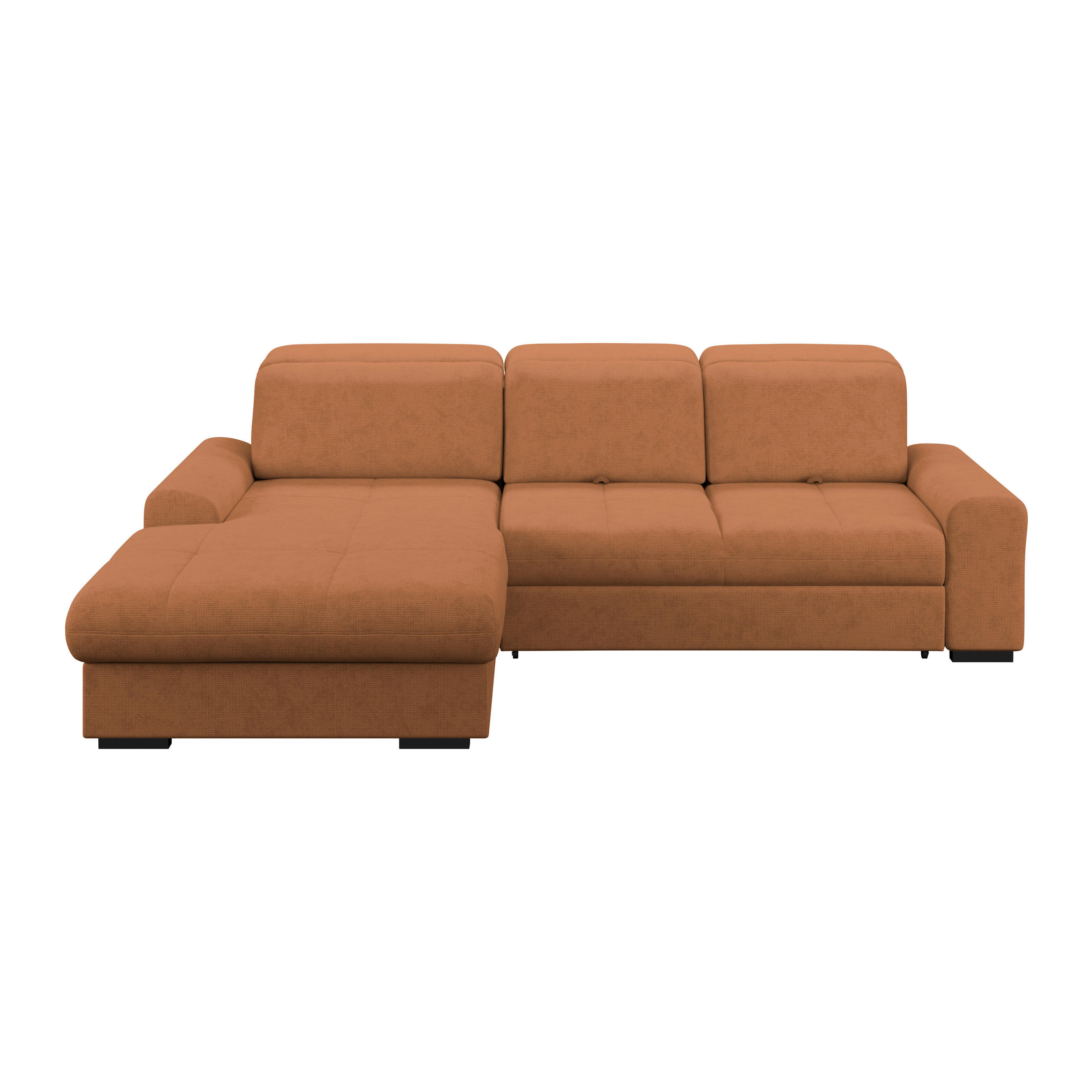 ECKSOFA Terracotta Chenille Rücken echt, Kopfteilverstellung  - Terracotta/Schwarz, KONVENTIONELL, Holz/Textil (203/286cm) - MID.YOU