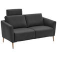 2-SITZER-SOFA  in Echtleder Anthrazit   - Eichefarben/Anthrazit, Natur, Leder/Holz (182/86/87cm) - Valnatura