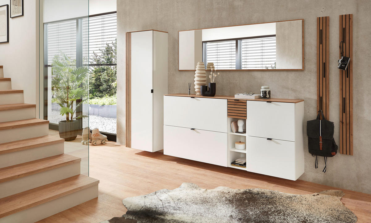 GARDEROBE 7-teilig  in 305/179/37 cm  - Weiß/Eiche Artisan, Design, Holzwerkstoff (305/179/37cm) - Voleo
