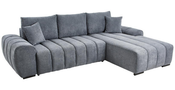 ECKSOFA Dunkelgrau Flachgewebe  - Dunkelgrau/Schwarz, KONVENTIONELL, Holz/Textil (275/180cm) - Carryhome