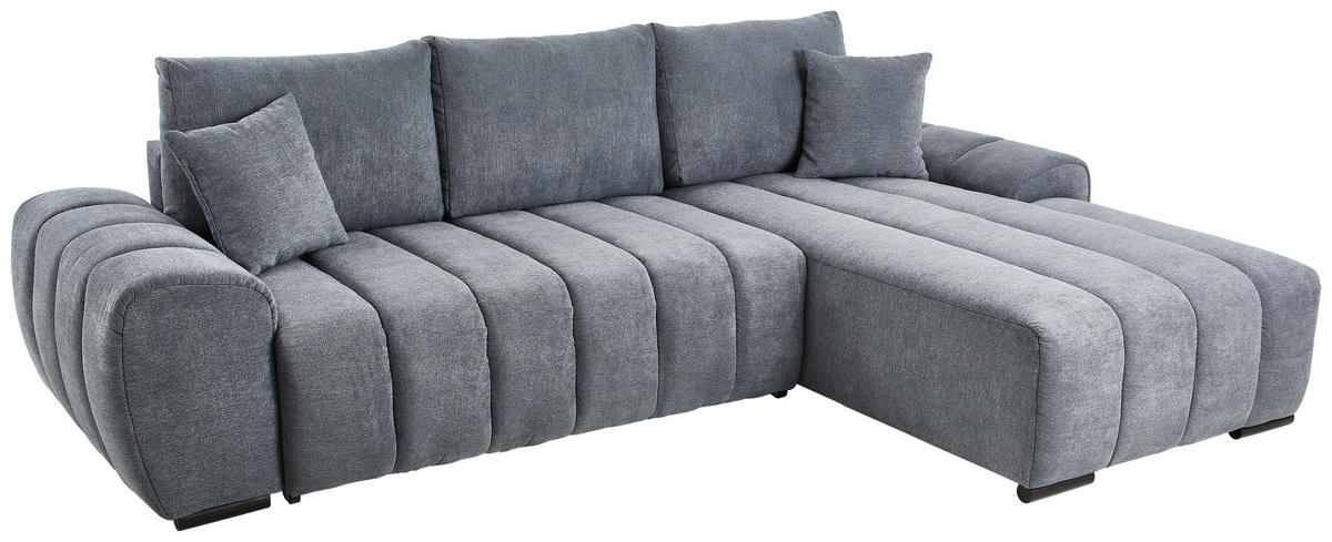 ECKSOFA Dunkelgrau Flachgewebe  - Dunkelgrau/Schwarz, KONVENTIONELL, Holz/Textil (275/180cm) - Carryhome