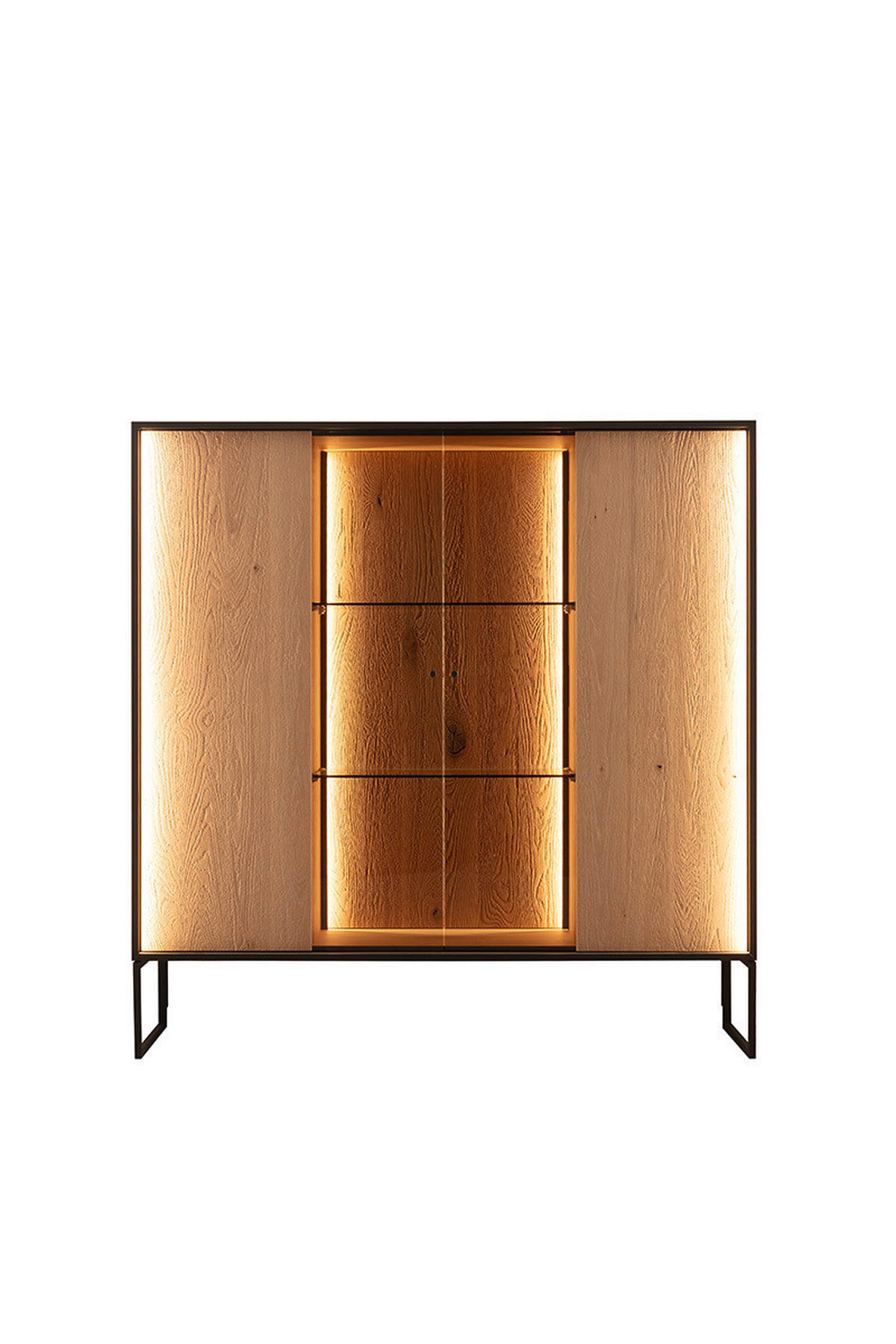 HIGHBOARD  in 135/136/42 cm  - Eichefarben/Anthrazit, Design, Glas/Holz (135/136/42cm) - Schöner Wohnen