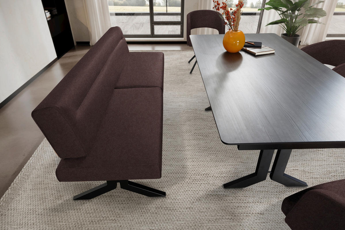 SITZBANK in Metall, Textil Dunkelbraun  - Dunkelbraun/Schwarz, Konventionell, Textil/Metall (220/87/70cm) - Moderano