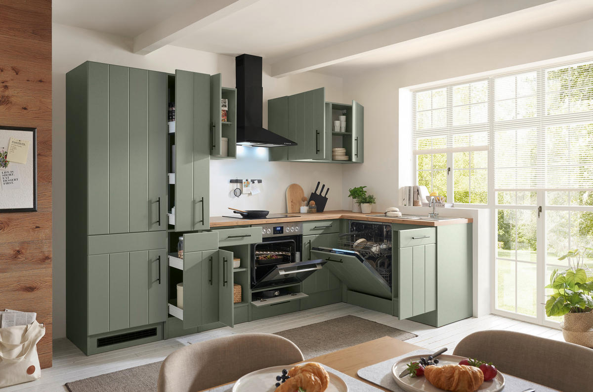 ECKKÜCHE 310/172 cm  in Wildeiche, Schilfgrün  - Schilfgrün/Wildeiche, Trend, Holzwerkstoff (310/172cm) - Respekta